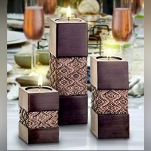 Tealight Trio Candle Holders By Dublin Home Decor Like New Espresso Brown